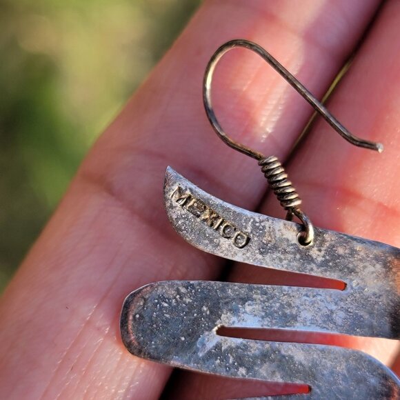Vintage 925 sterling silver handmade MEXICO modernist swirl zig zag squiggle - Picture 3 of 14